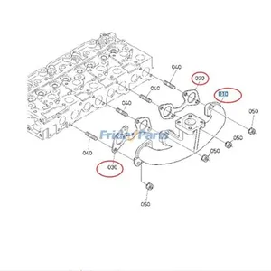 Exhaust Manifold 15465-12312 With Gasket 1A091-12350 1A091-12360 for Kubota Generator GV-3170(SW) Hyundai Old Skid Steer Loader HSL600 — 7