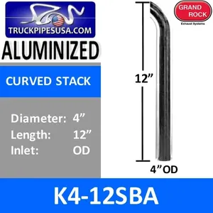 4" x 12" Curved Top Aluminized Stack OD End K4-12SBA