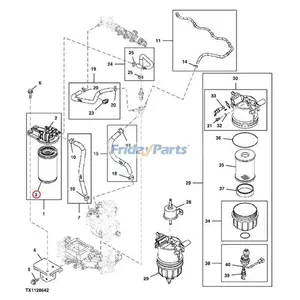 Fuel Filter MIU802154 for Yanmar 4TNV88C 4TNV98C John Deere Excavator 50G 60G 75G 85G Loader 244K 318E 320E 326E 329E — 6