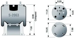 Dayton Parts S-2063 Air Spring - Rolling Lobe