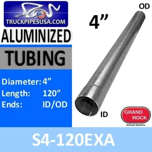 4" x 120" Straight Cut Aluminized Exhaust Tubing ID End S4-120EXA — 3