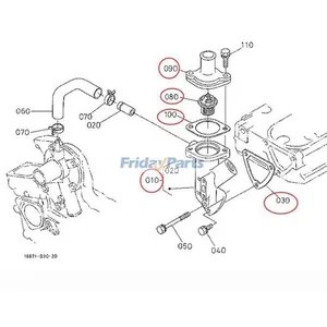 Thermostat 15531-73010 & Cover 15841-73260 & Complete Water Flange… — 8