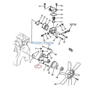 Water Pump YM129100-42001 for Komatsu Enigne 3D78-1 3D84-2 3D84E-3 4D84-2 4D84E-3 4D88E-3 — 6